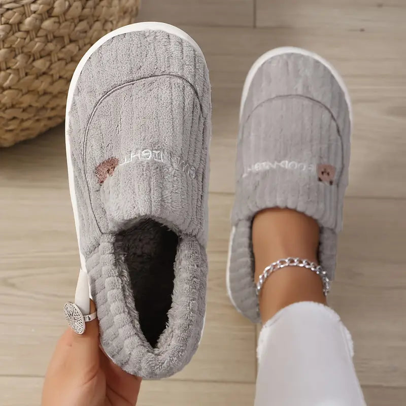 Soft Sole Cozy Slip-On Slippers, Non-Slip Plush Indoor Shoes