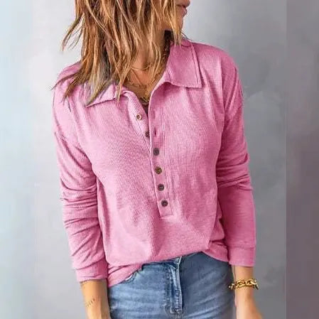 Women’s Breathable Cotton V-Neck Relaxed Shirt