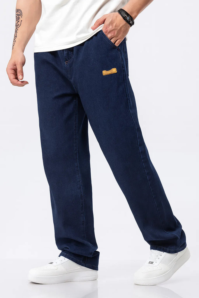 Men’s Regular Fit Patched Drawstring Denim Jogger Jeans