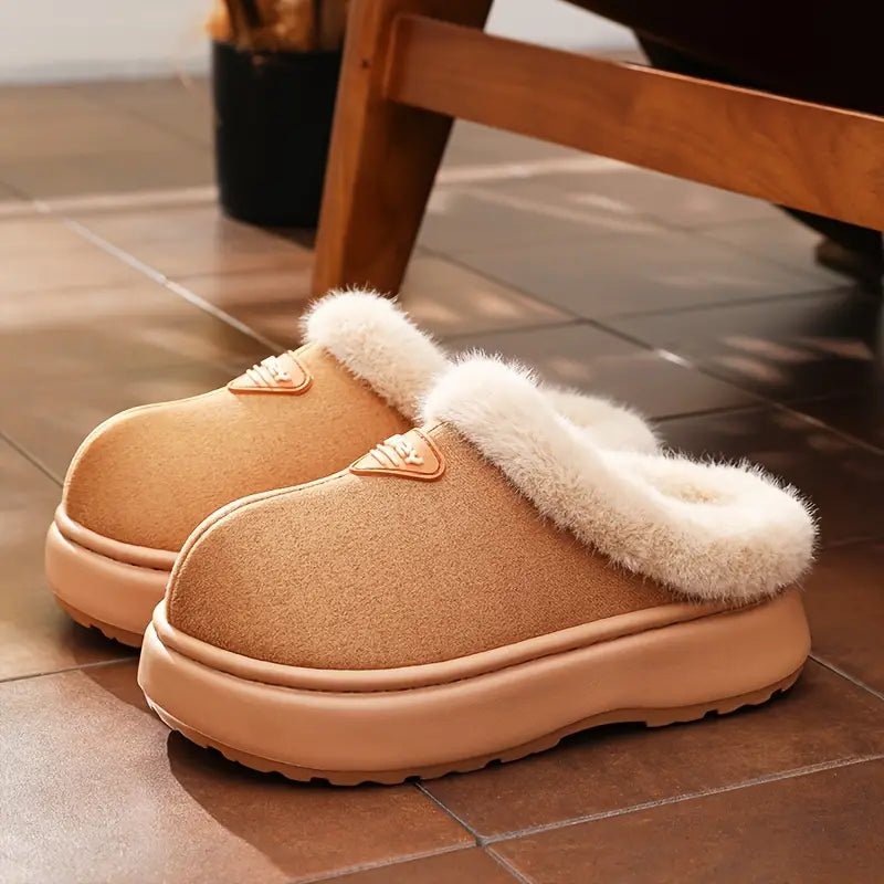 Unisex Fluffy Lined Slippers with EVA Sole