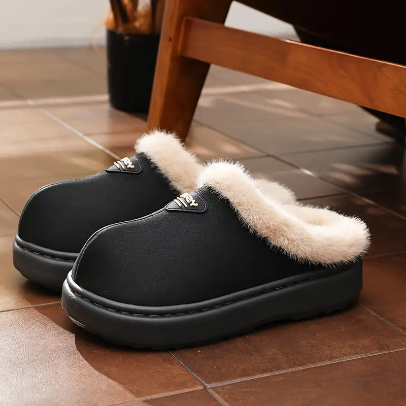 Unisex Fluffy Lined Slippers with EVA Sole