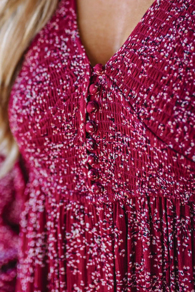 Women’s Floral Rayon Smocked-Waist Lined Maxi Dress