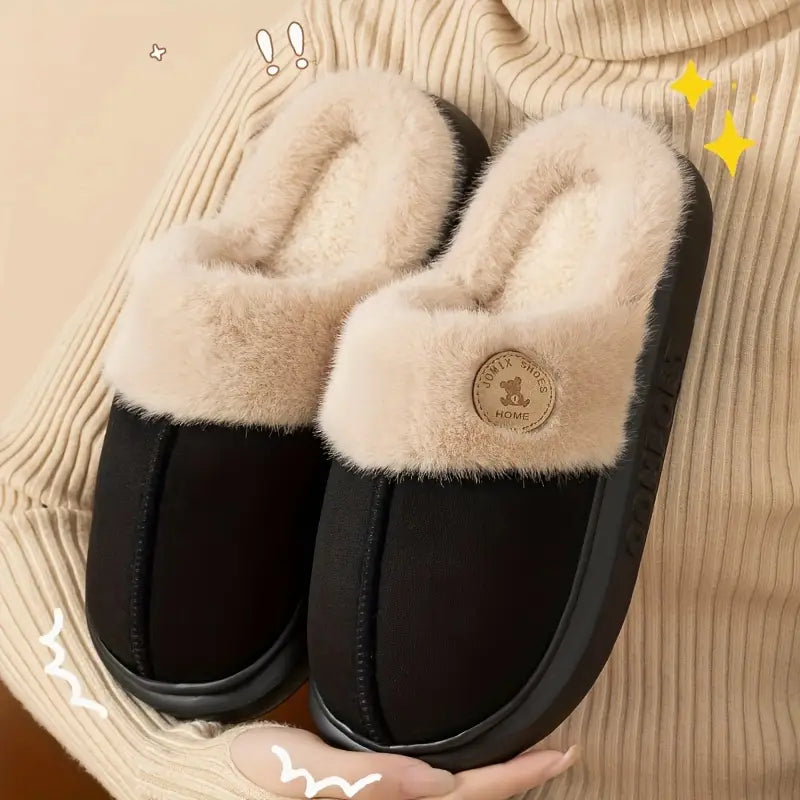 Elegant Women's Fleece Slippers - Cozy Slip-On Winter House Shoes