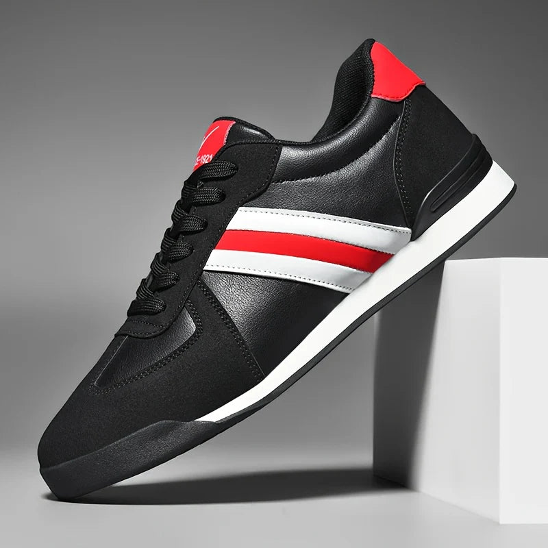 Men’s Genuine Leather Retro Stripe Comfort Trainers