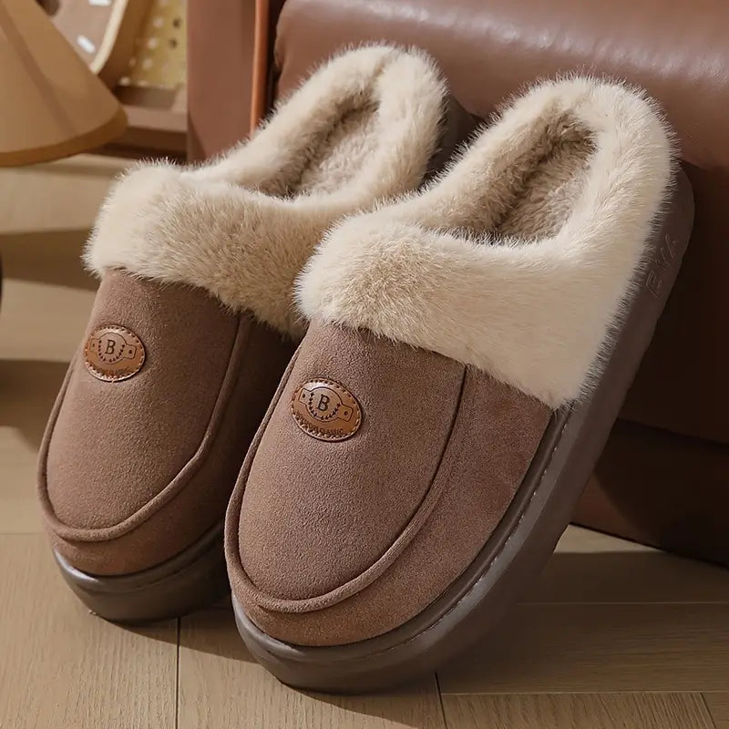 Men's Cozy Plush-Lined Slippers with Non-Slip EVA Sole