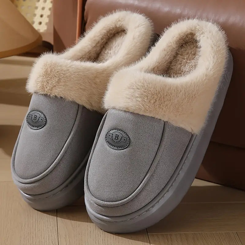 Men's Cozy Plush-Lined Slippers with Non-Slip EVA Sole