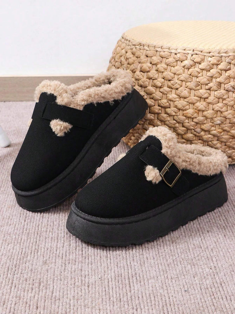 Cozy Winter Plush Lined Platform House Slippers