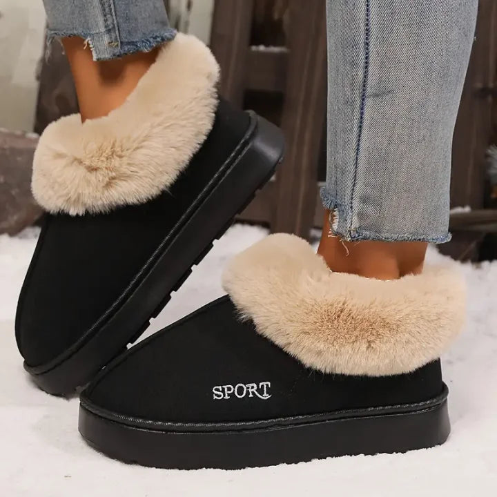 Women's Non-slip Mute Warm Fluffy Shoes Slippers