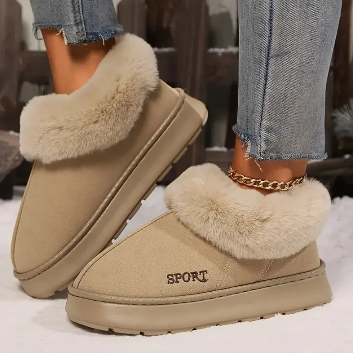 Women's Non-slip Mute Warm Fluffy Shoes Slippers