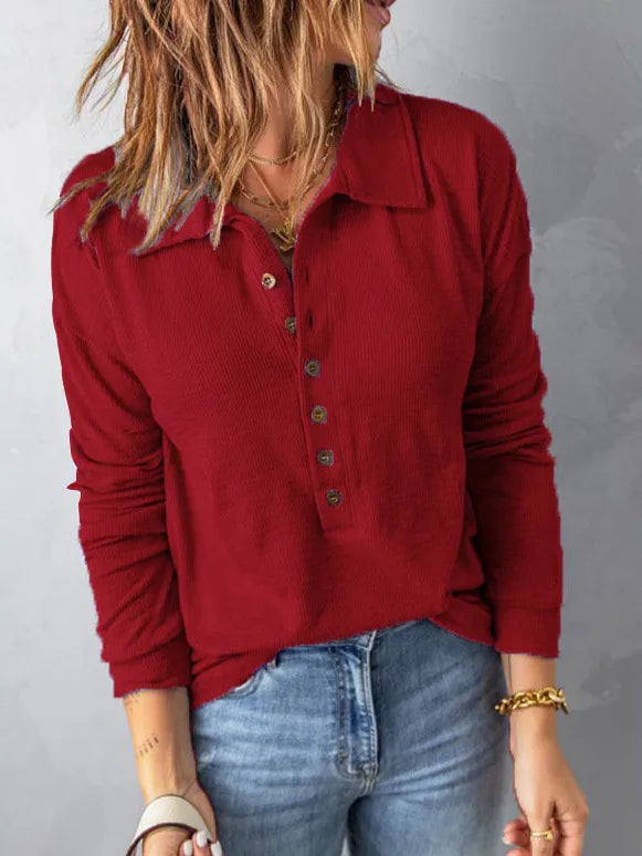 Women’s Breathable Cotton V-Neck Relaxed Shirt