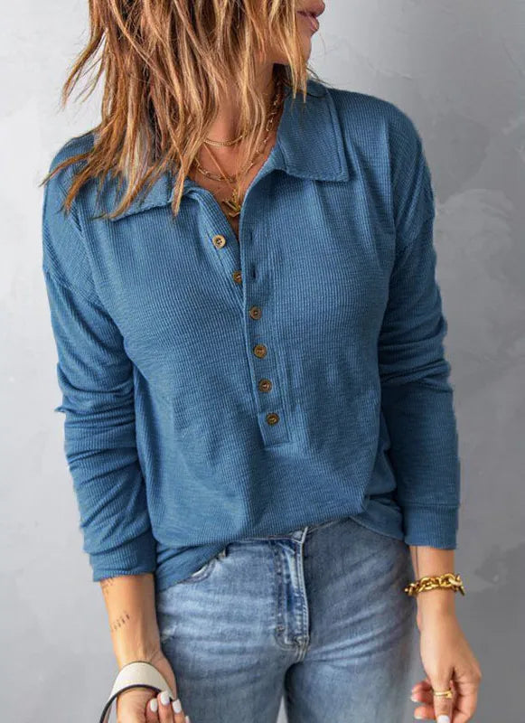 Women’s Breathable Cotton V-Neck Relaxed Shirt
