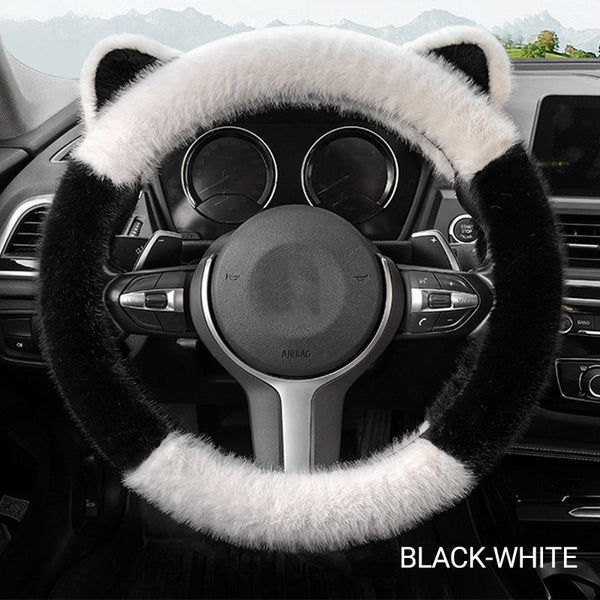 Non-Slip Soft Cat Ears Plush Steering Wheel Cover