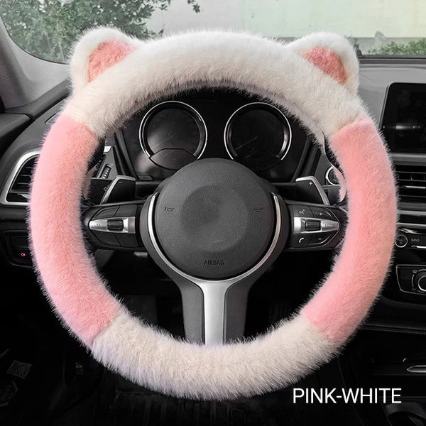 Non-Slip Soft Cat Ears Plush Steering Wheel Cover