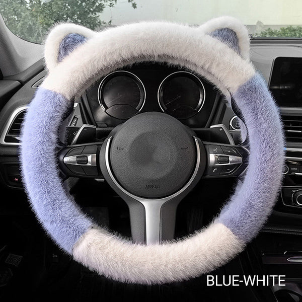 Non-Slip Soft Cat Ears Plush Steering Wheel Cover