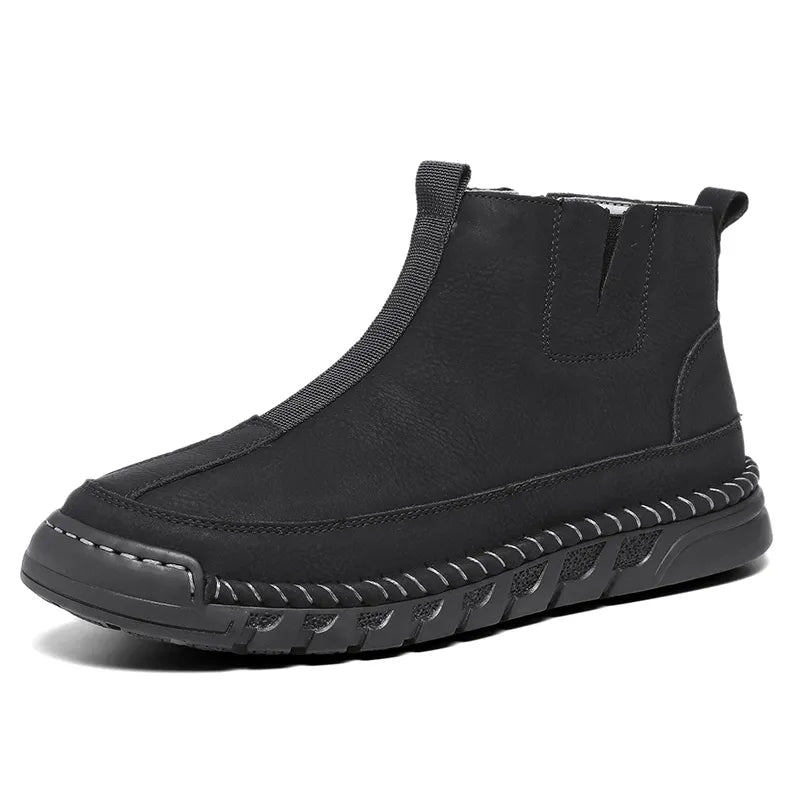 Women's Casual Hand-sewn Non-slip Warm Side Zipper Slip-on Boots