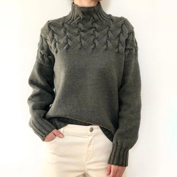 Women’s Braided High-Neck Warm Knit Sweater