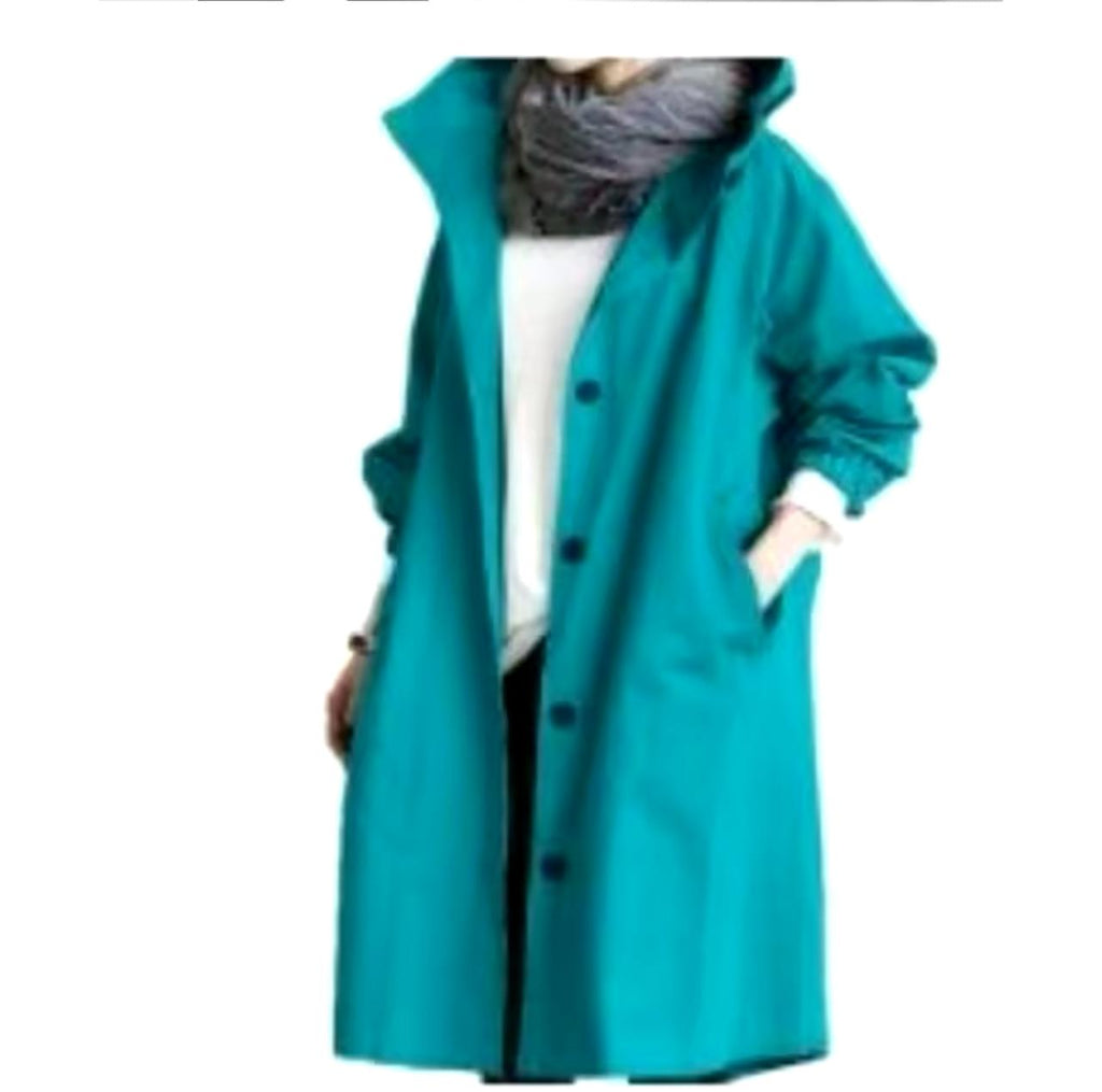 Women's Hooded Long Windbreaker Coat