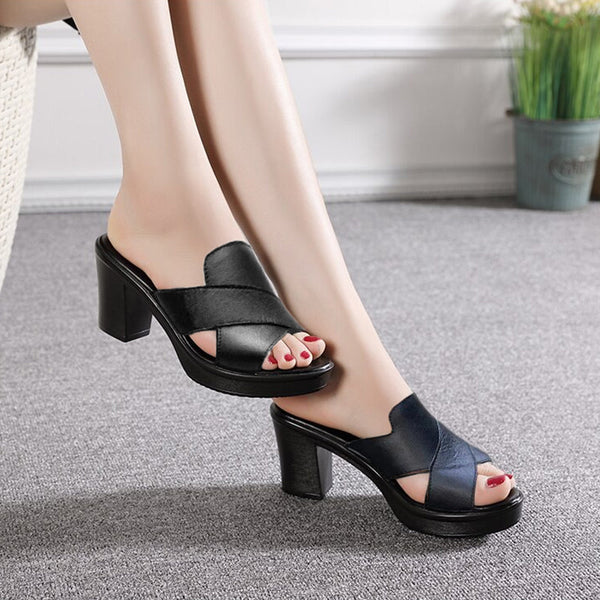 Thick Women's High Heel Sandals With Platform