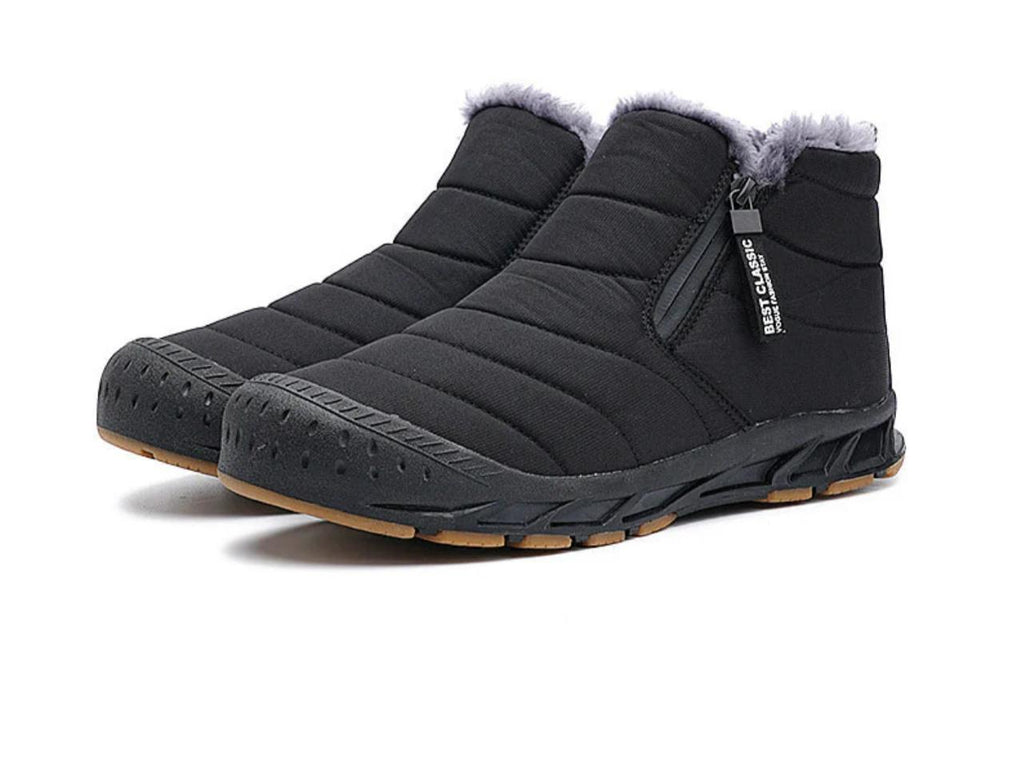 Men's Warm winter faux fur, lined with waterproof outdoor snow boots