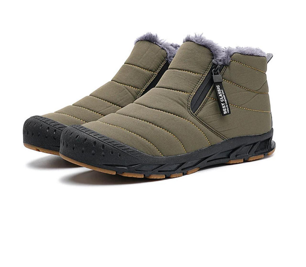 Men's Warm winter faux fur, lined with waterproof outdoor snow boots