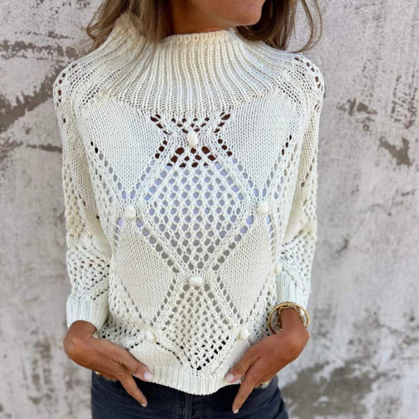 Hollow Out Round Neck Knitted Sweater