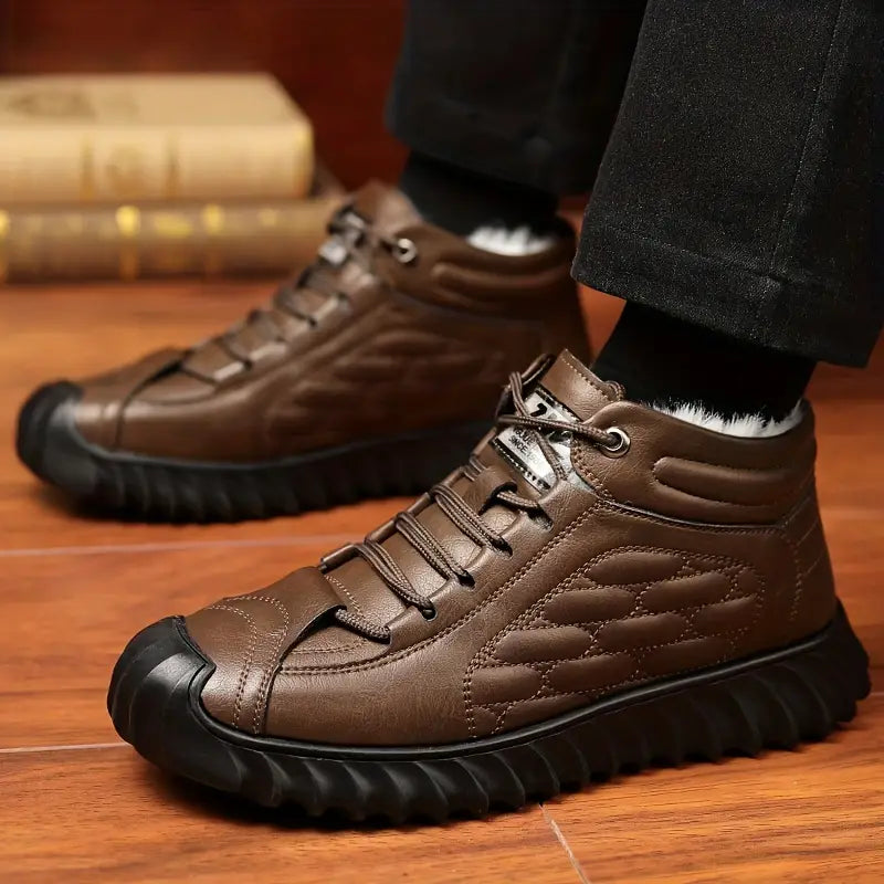 Men's Lace-Up Fleece-Lined Snow Boots