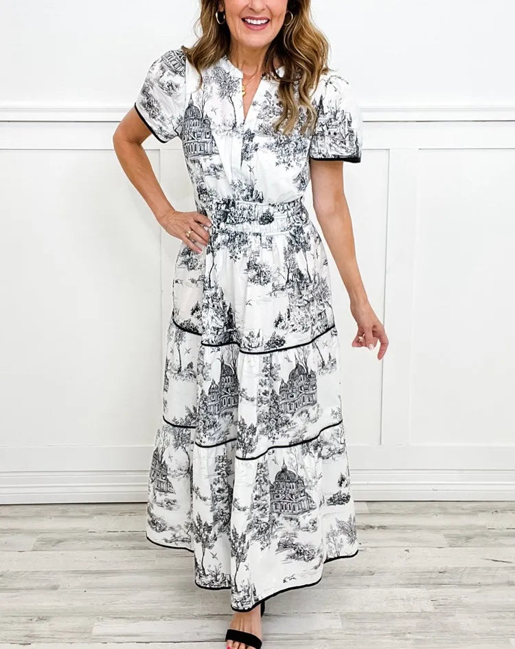 Vintage Toile Cotton Dress