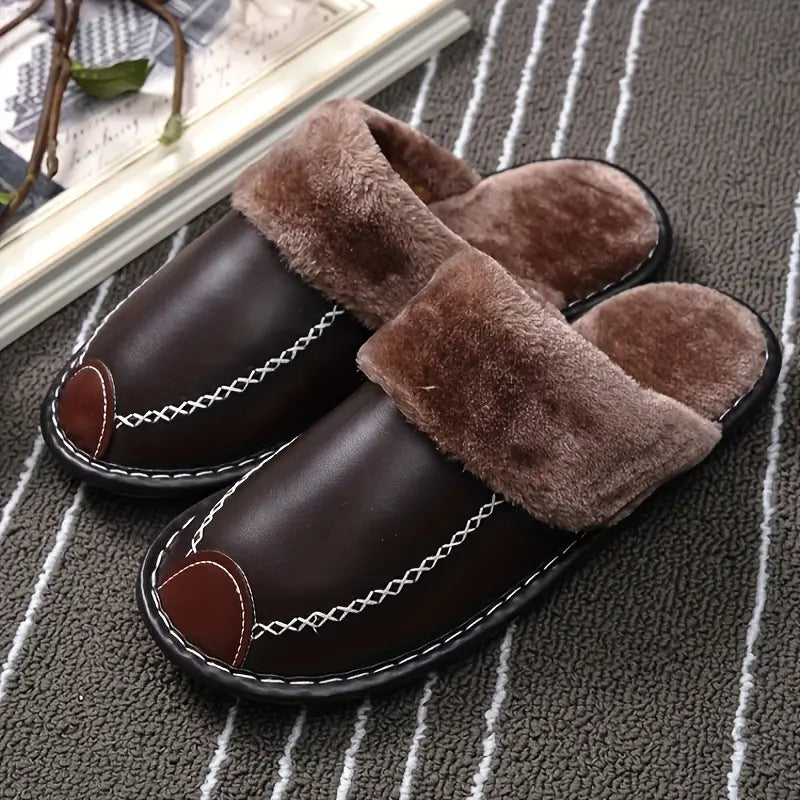 Men's Cozy Plush Indoor Slippers - Anti-Skid Winter Comfort