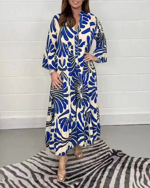 Printed Button Up Maxi Dress