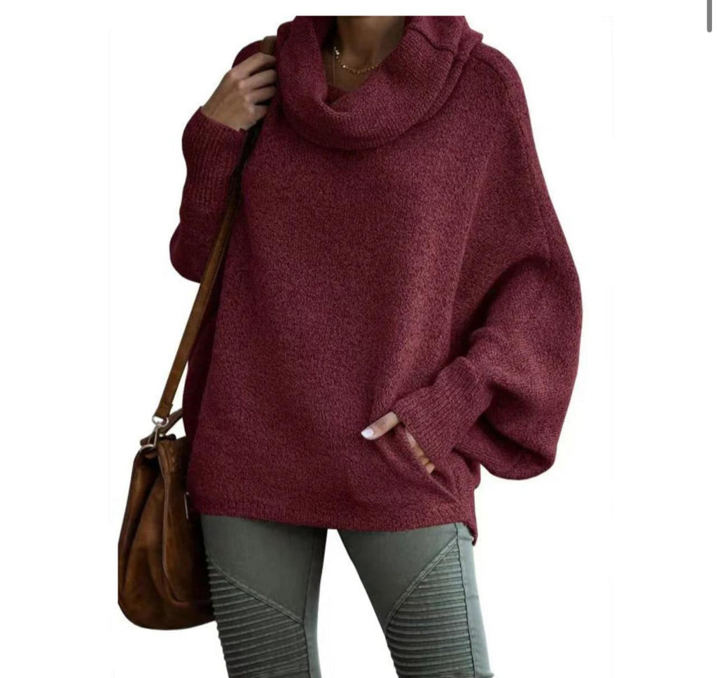 Women's Wide Sleeve Round Neck Pullover With Pockets