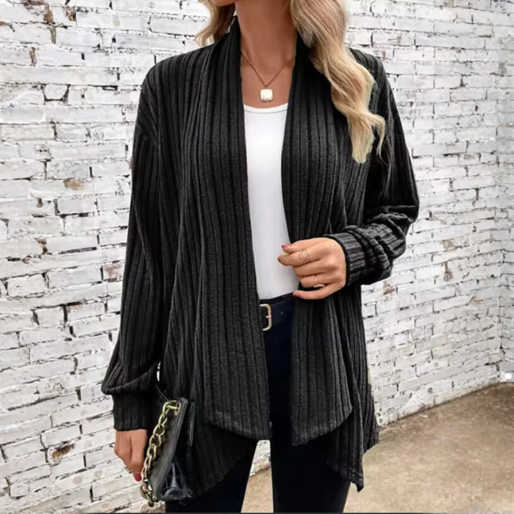 Women’s Lightweight Ribbed Open-Front Layering Cardigan