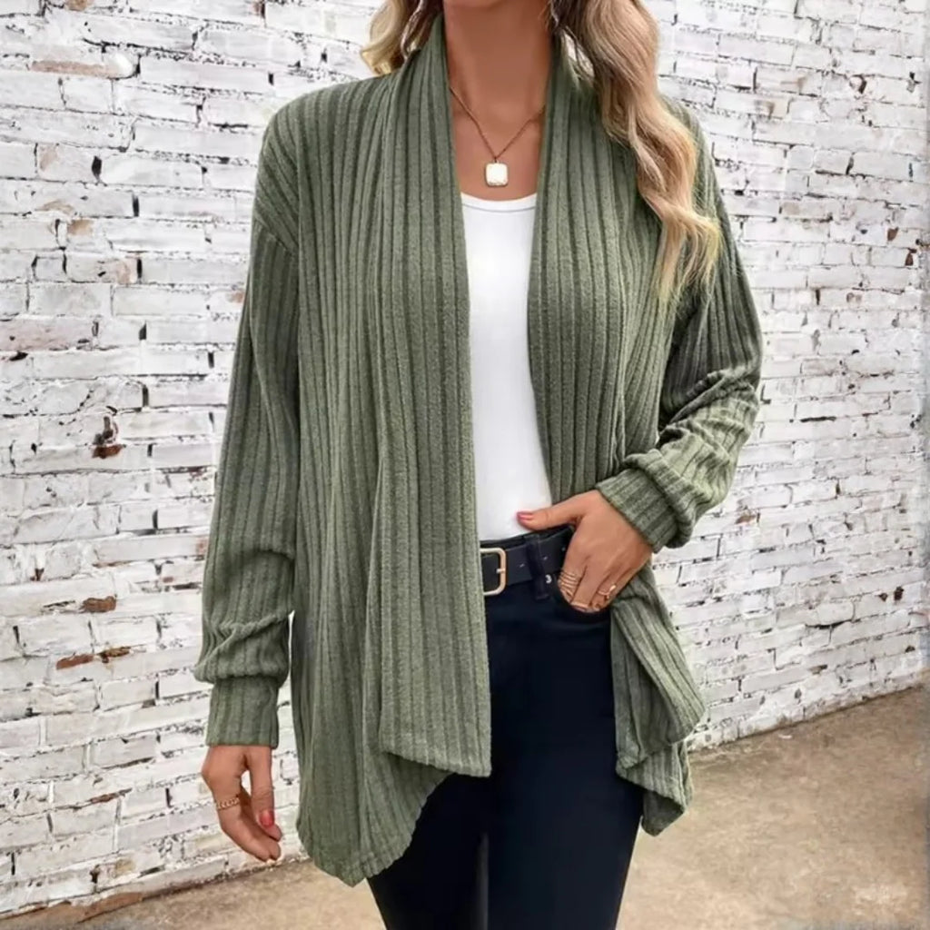 Women’s Lightweight Ribbed Open-Front Layering Cardigan