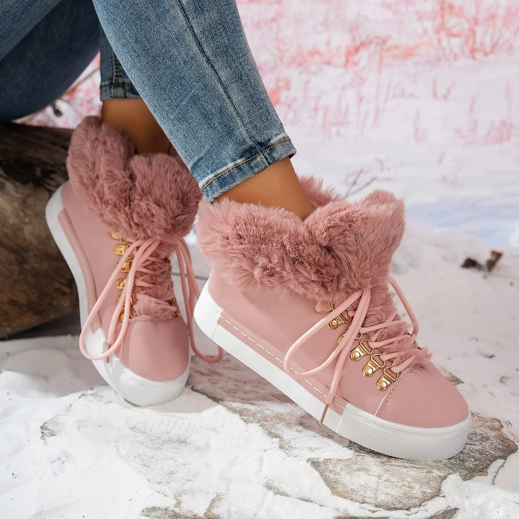 Women’s Winter Thick Wool Lace-Up Warm Boots