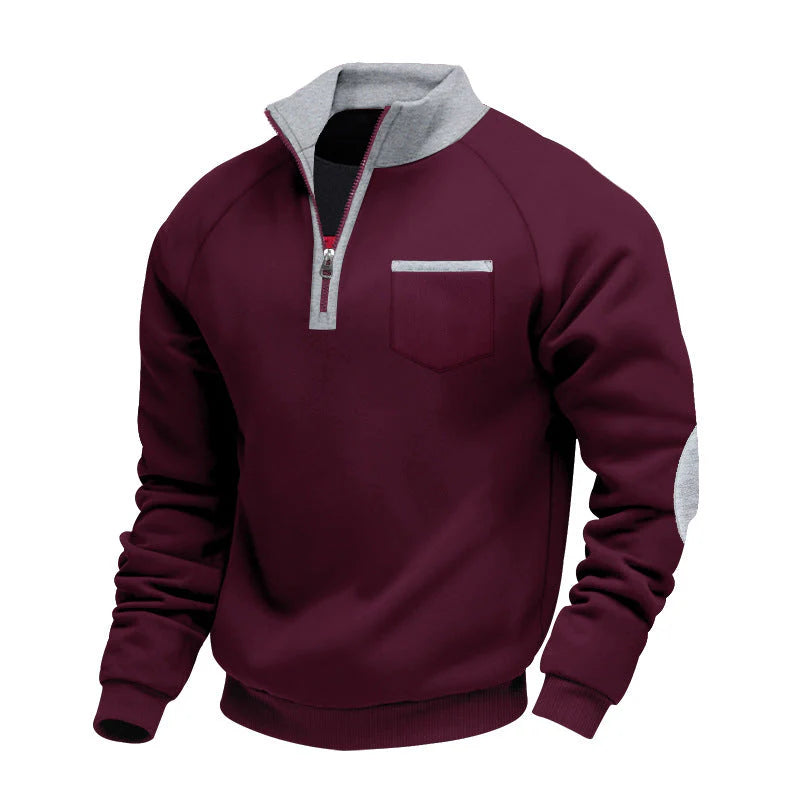 Men's Comfortable Half-Zip Stand-Collar Sweater