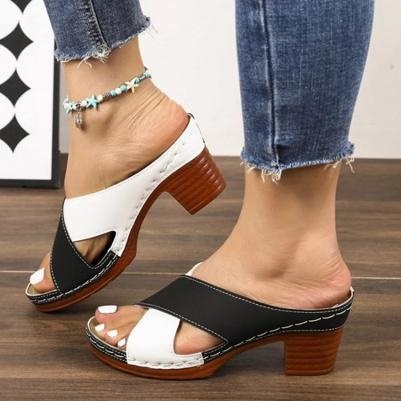 Orthopaedic Chunky High Heel Sandals