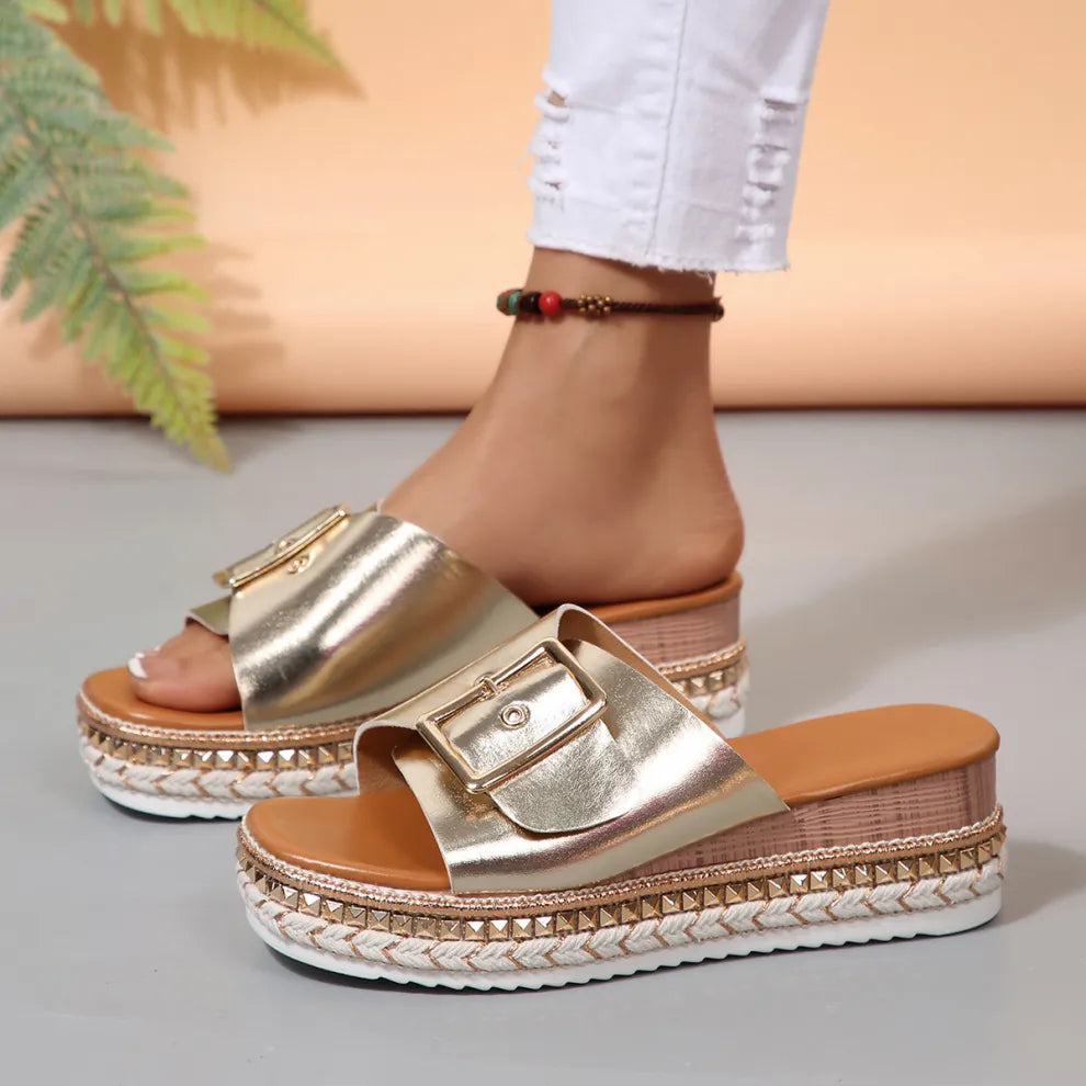 Women's new summer wedge slippers