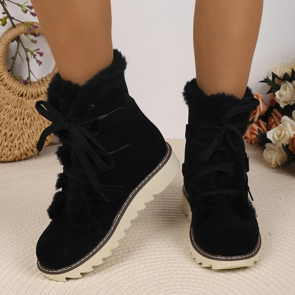 Women's Plush Cuffed Chunky Heel Orthopaedic Ankle Boots