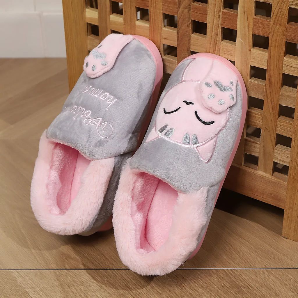 Women's lucky cat warm cotton slippers