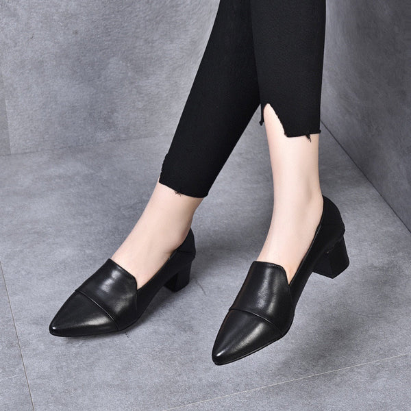 British Style Mid-heel Soft Leather Shoes – Stylishoe