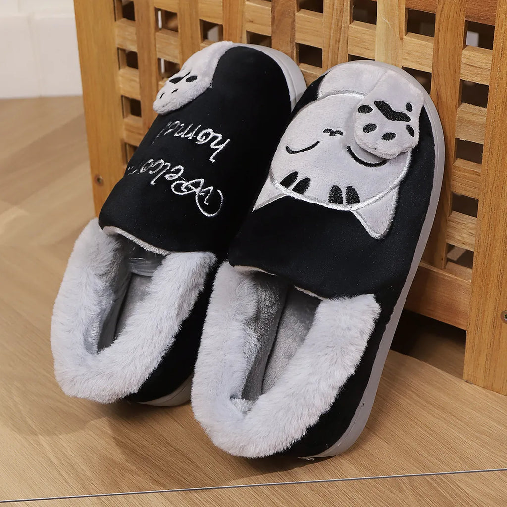Women's lucky cat warm cotton slippers