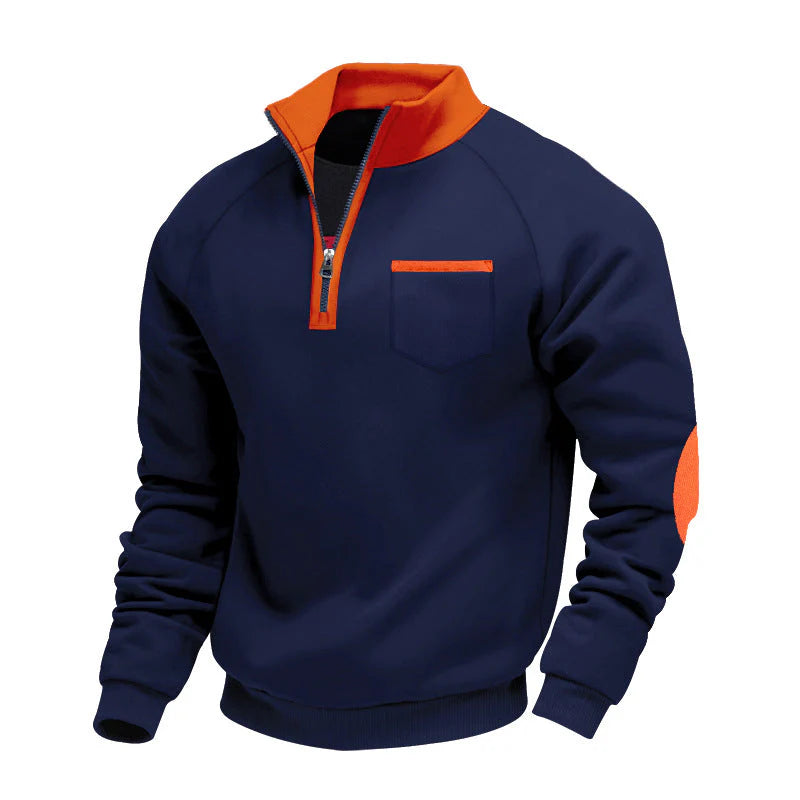 Men's Comfortable Half-Zip Stand-Collar Sweater