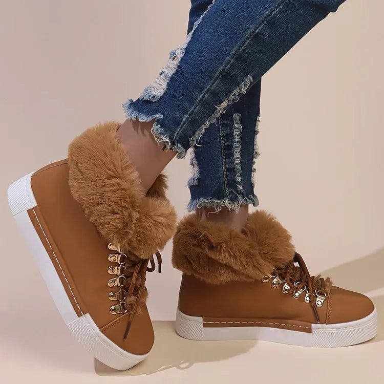 Women’s Winter Thick Wool Lace-Up Warm Boots