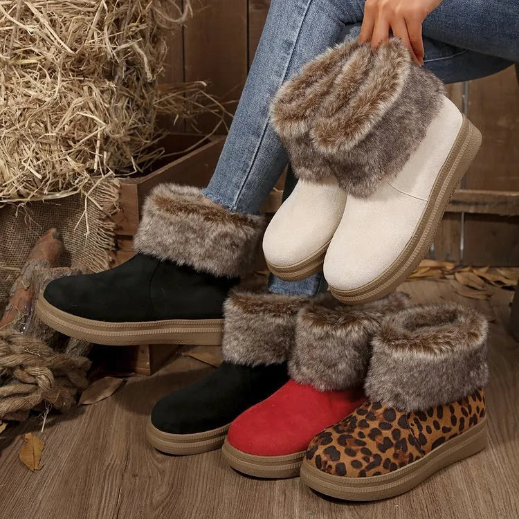 Women’s Warm Fleece-Lined Cotton Ankle Boots