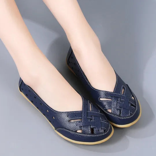 Women’s Breathable Woven Leather Support Loafers