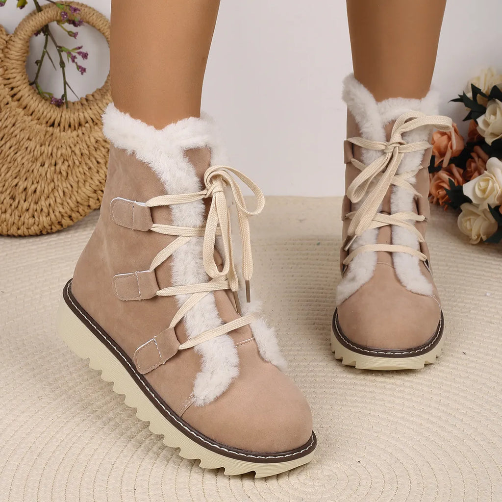 Women's Plush Cuffed Chunky Heel Orthopaedic Ankle Boots