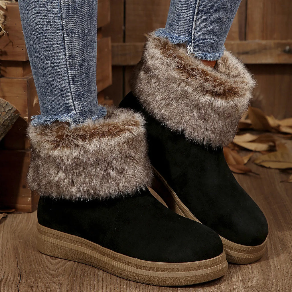 Women’s Warm Fleece-Lined Cotton Ankle Boots