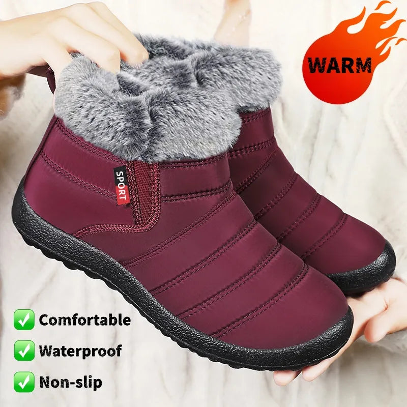 Women's Waterproof Warm Plush Lined Outdoor Snow Ankle Boots