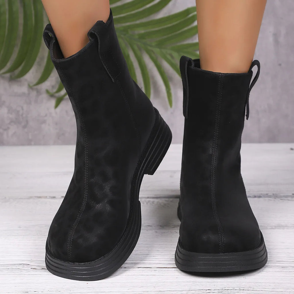 Women’s Back-Zip Chunky Heel Comfort Boots