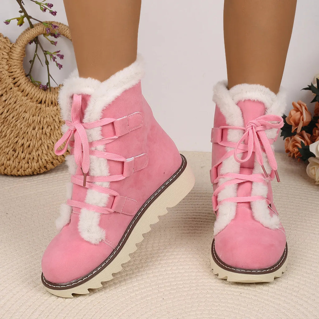 Women's Plush Cuffed Chunky Heel Orthopaedic Ankle Boots