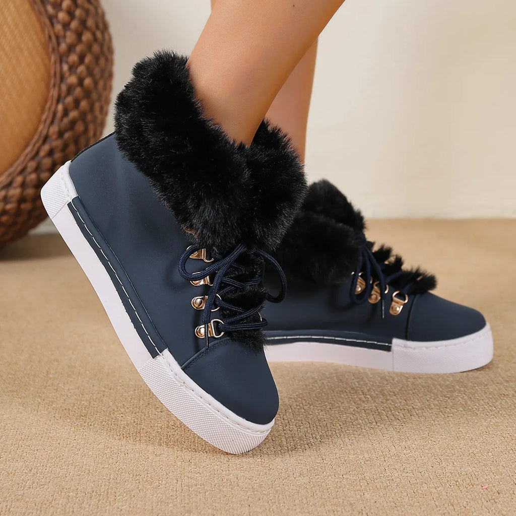Women’s Winter Thick Wool Lace-Up Warm Boots